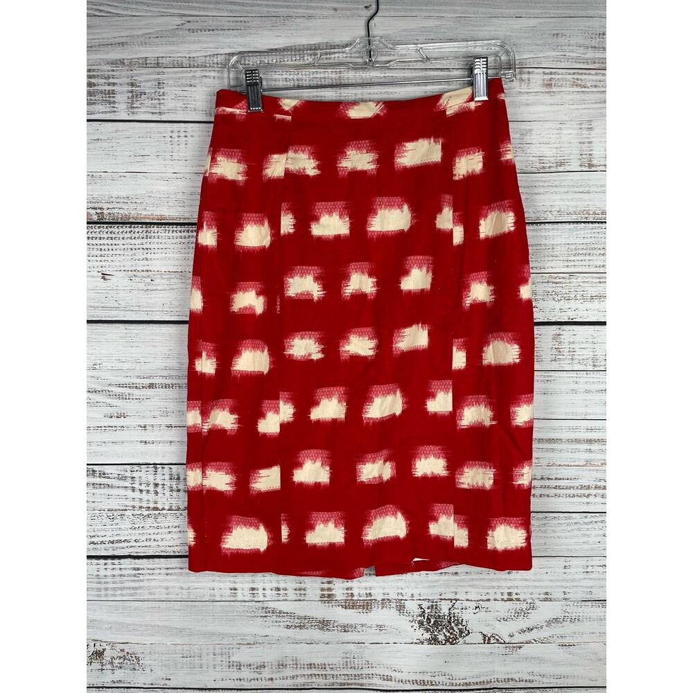 Cory Lynn Calter Red White Linen Blend Pencil Skirt 2 Modest Office Coastal